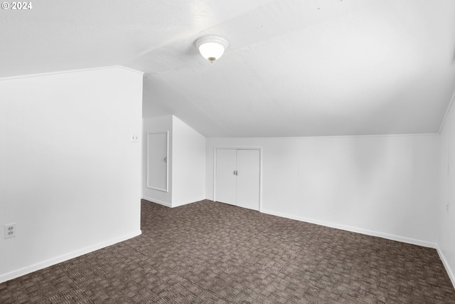 additional living space with carpet flooring and vaulted ceiling