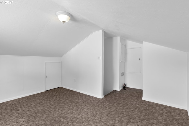 additional living space featuring carpet and vaulted ceiling