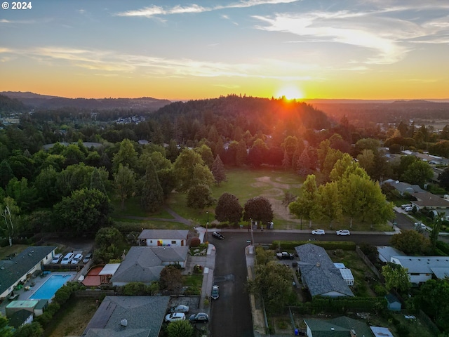 view of aerial view at dusk