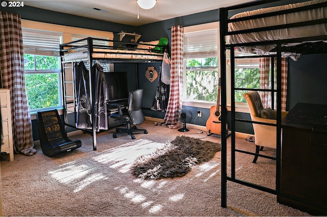 bedroom featuring carpet