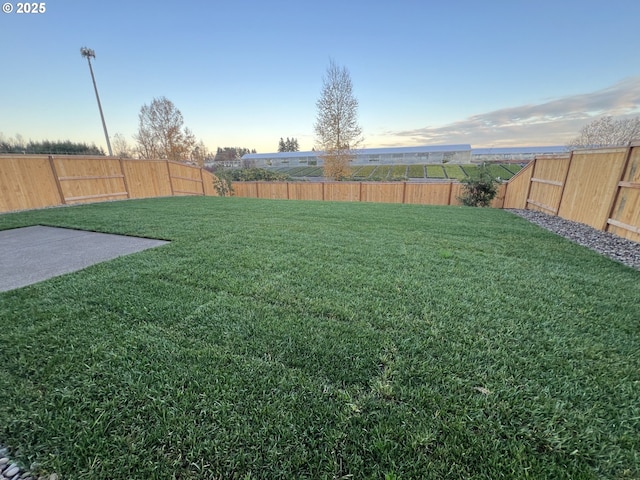 view of yard at dusk