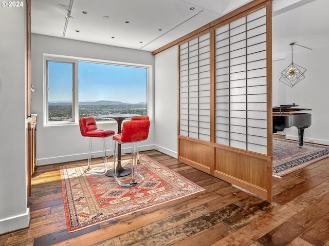 sitting room featuring a wealth of natural light and dark wood-type flooring