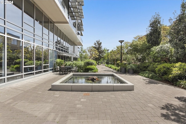 view of swimming pool featuring a patio area