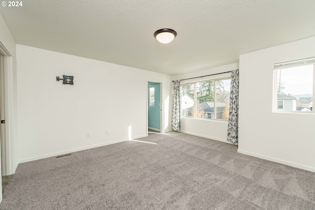 carpeted spare room featuring a textured ceiling