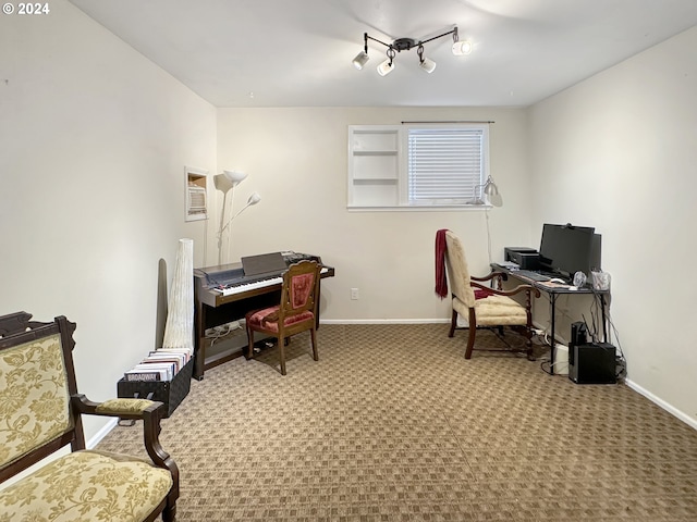 view of carpeted office space