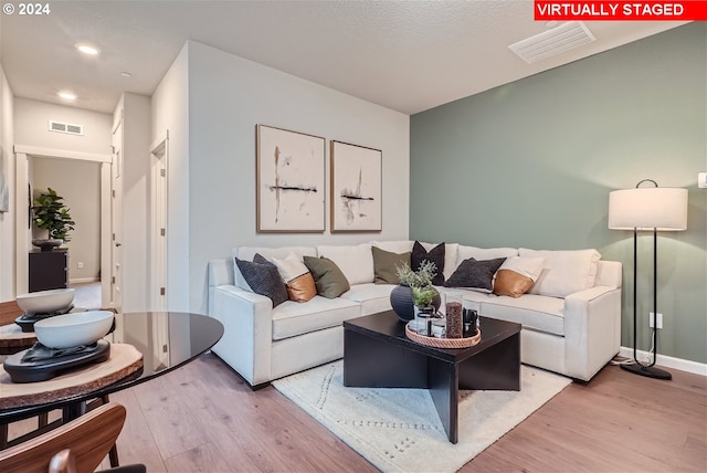 living room featuring light wood-type flooring