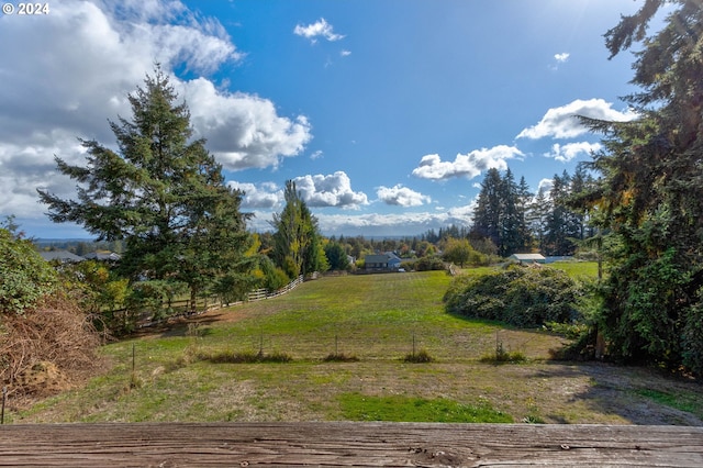 view of yard with a rural view