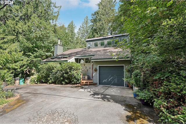 view of front property with a garage