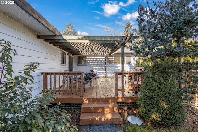 deck featuring a pergola