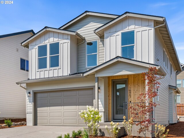 view of front of property with a garage