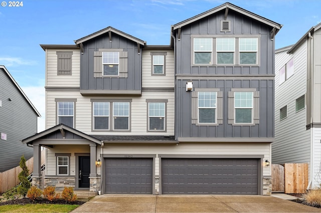 view of front of house with a garage