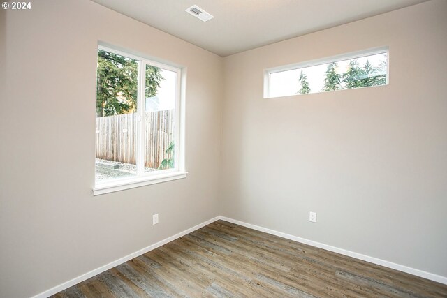 empty room featuring a healthy amount of sunlight and hardwood / wood-style flooring