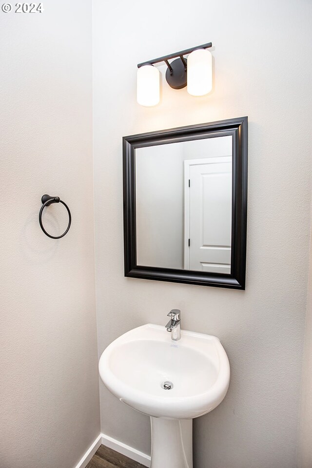 bathroom with sink and hardwood / wood-style floors