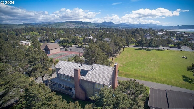 drone / aerial view with a mountain view