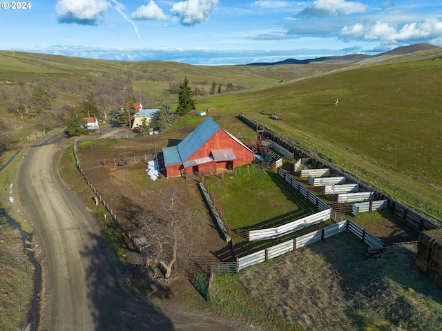 drone / aerial view with a rural view