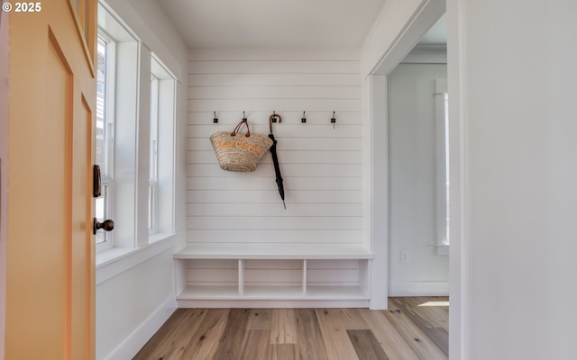 mudroom featuring light wood-type flooring