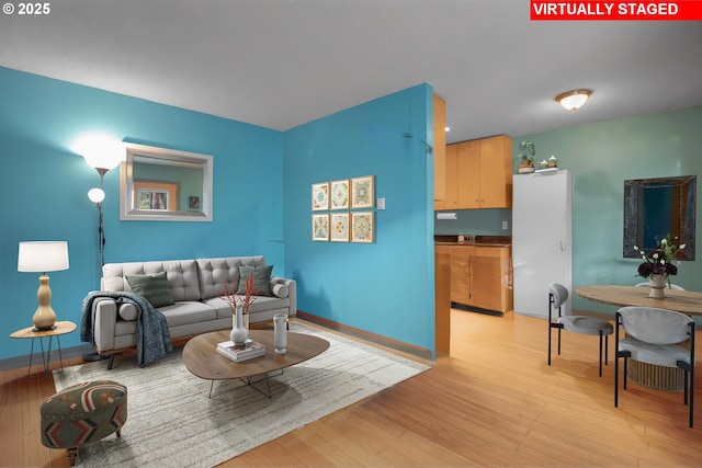 living room with light wood-type flooring