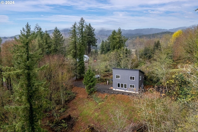 aerial view with a mountain view