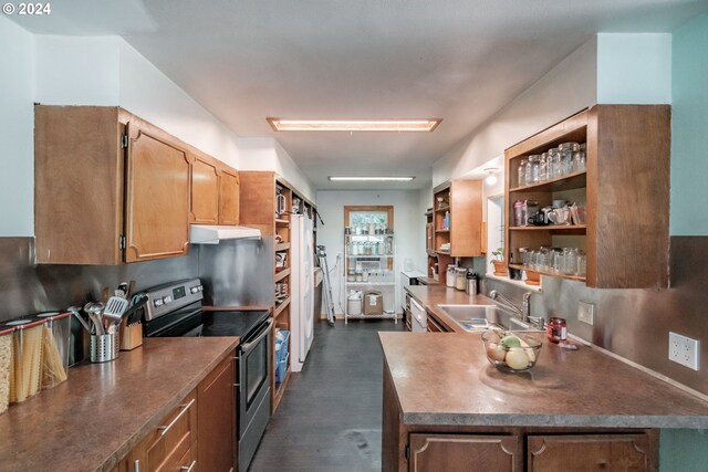 kitchen with electric stove and sink