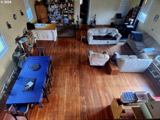 living area featuring wood finished floors