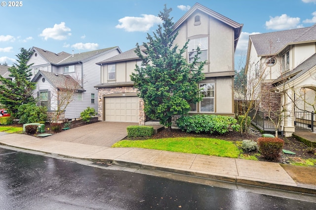 view of front of home with a garage