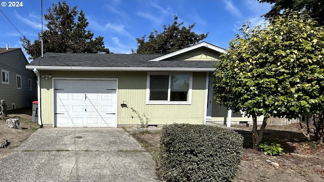 single story home with a garage