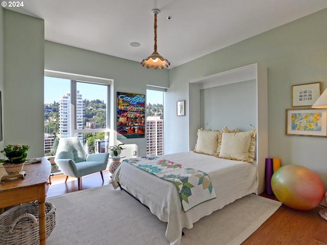 bedroom with wood-type flooring