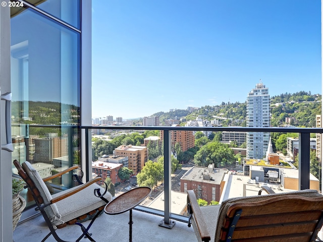 balcony featuring a view of city