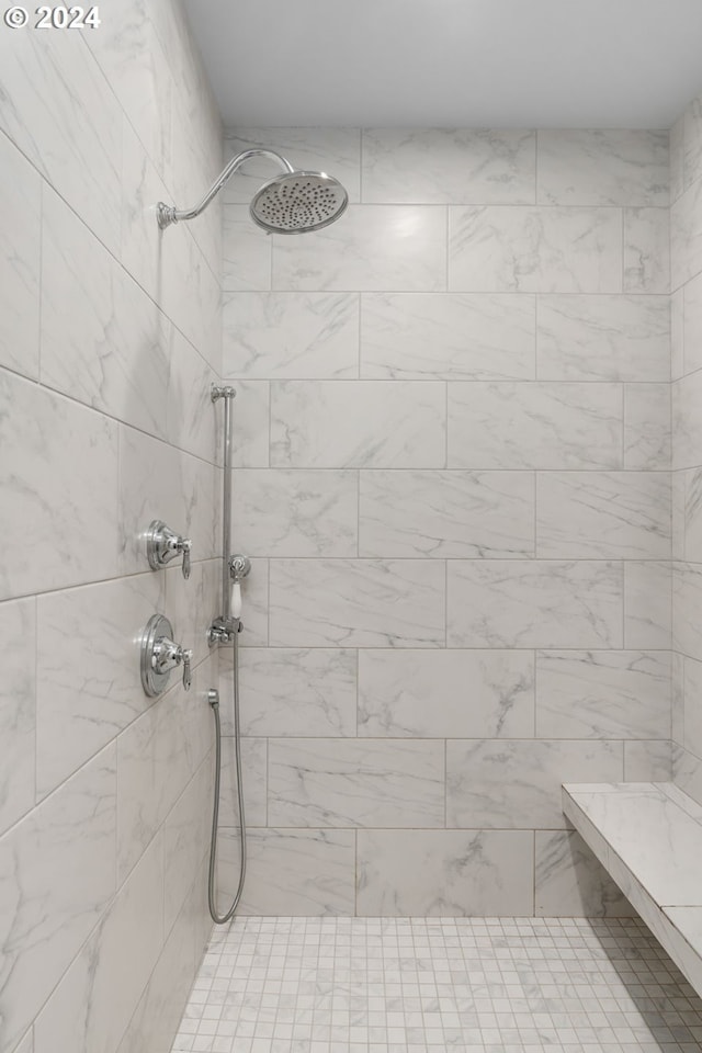 bathroom with tiled shower