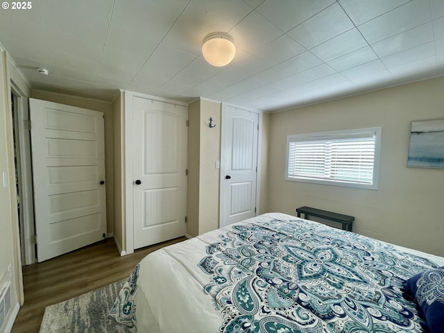 bedroom featuring a closet and dark wood-type flooring