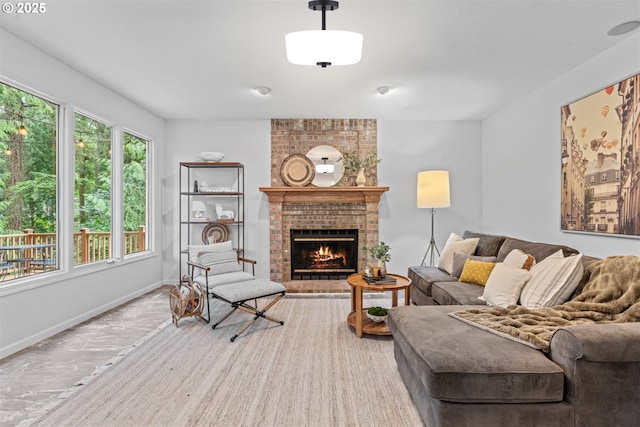 1739 Palisades Terrace Dr, Lake Oswego, OR 97034 - living area with a fireplace and baseboards