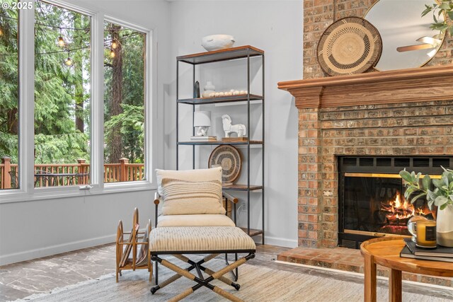 1739 Palisades Terrace Dr, Lake Oswego, OR 97034 - living area with baseboards, plenty of natural light, and a fireplace
