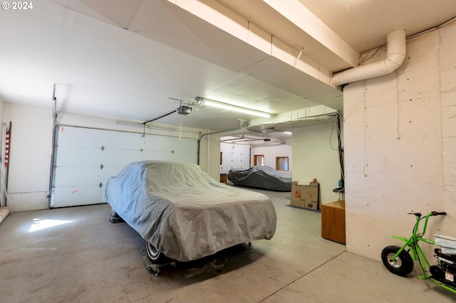 garage with a garage door opener