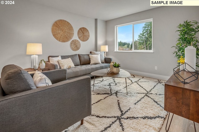 living room with hardwood / wood-style floors