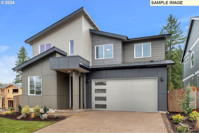 contemporary home featuring a garage