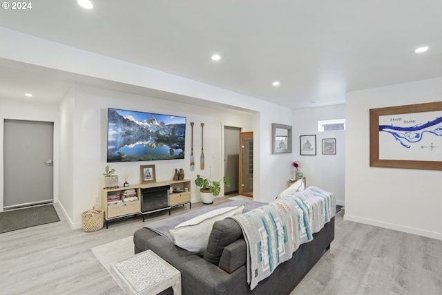 bedroom featuring light hardwood / wood-style floors