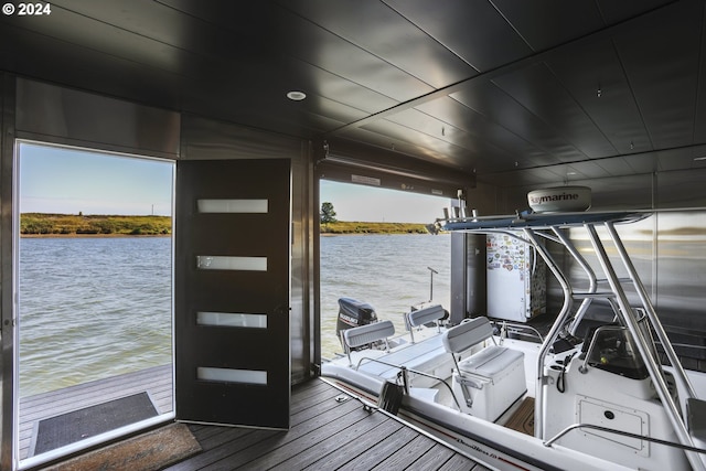 dock area featuring a water view