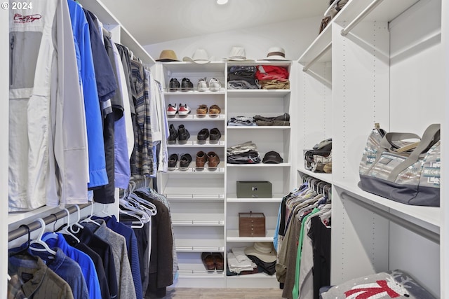 spacious closet featuring hardwood / wood-style floors