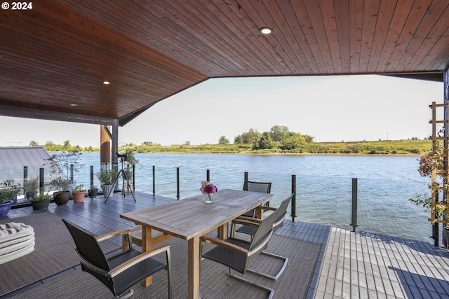 dock area featuring a water view