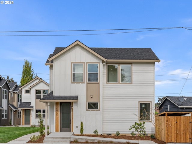 6905 N Bank St, Portland, OR 97203 - view of front of house with board and batten siding and a shingled roof