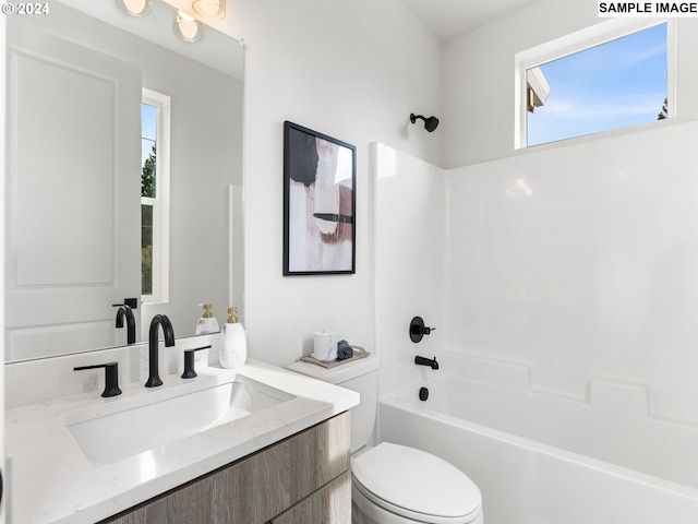 6905 N Bank St, Portland, OR 97203 - bathroom with plenty of natural light, vanity, toilet, and shower / tub combination