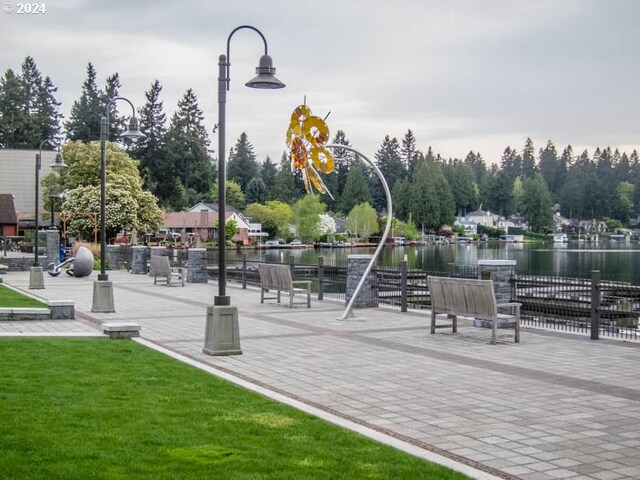 view of community featuring a water view