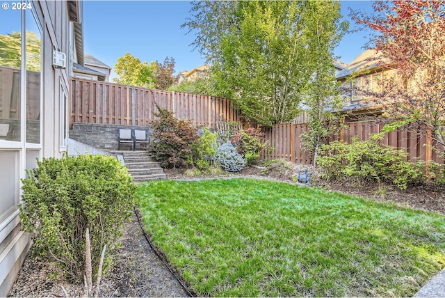 view of yard featuring a fenced backyard