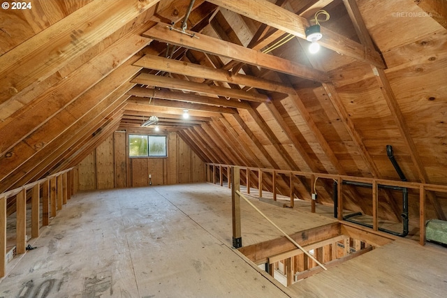 view of unfinished attic