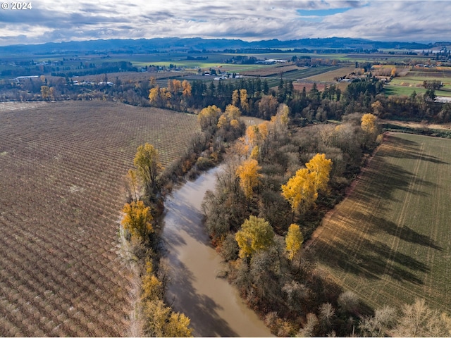 aerial view with a mountain view and a rural view