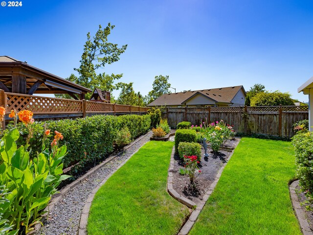 view of yard with a gazebo