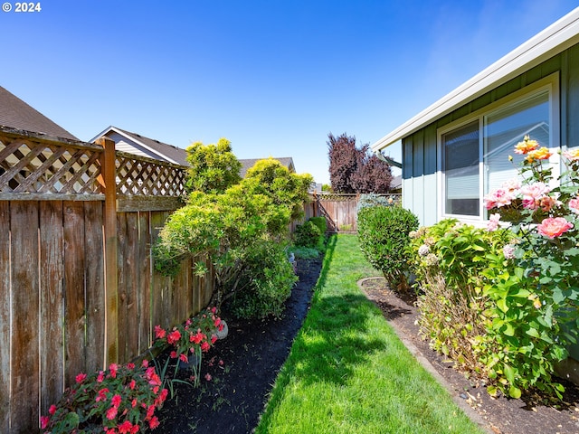 view of yard featuring a fenced backyard