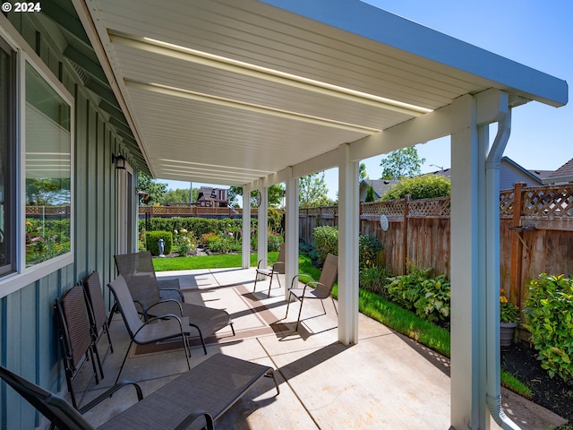 view of patio / terrace featuring a fenced backyard