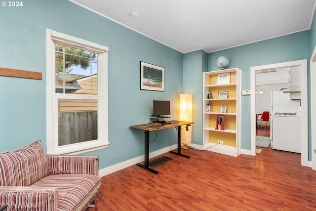 office area with hardwood / wood-style flooring