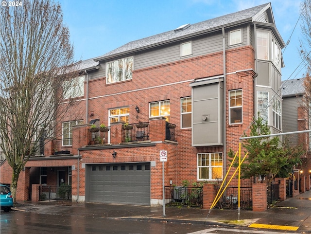 view of property featuring a garage